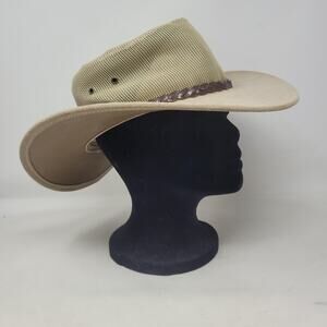 Jacaru Australia Hat Cowboy Fitted Mens M/L Beige Mesh Outback Summer Breeze
